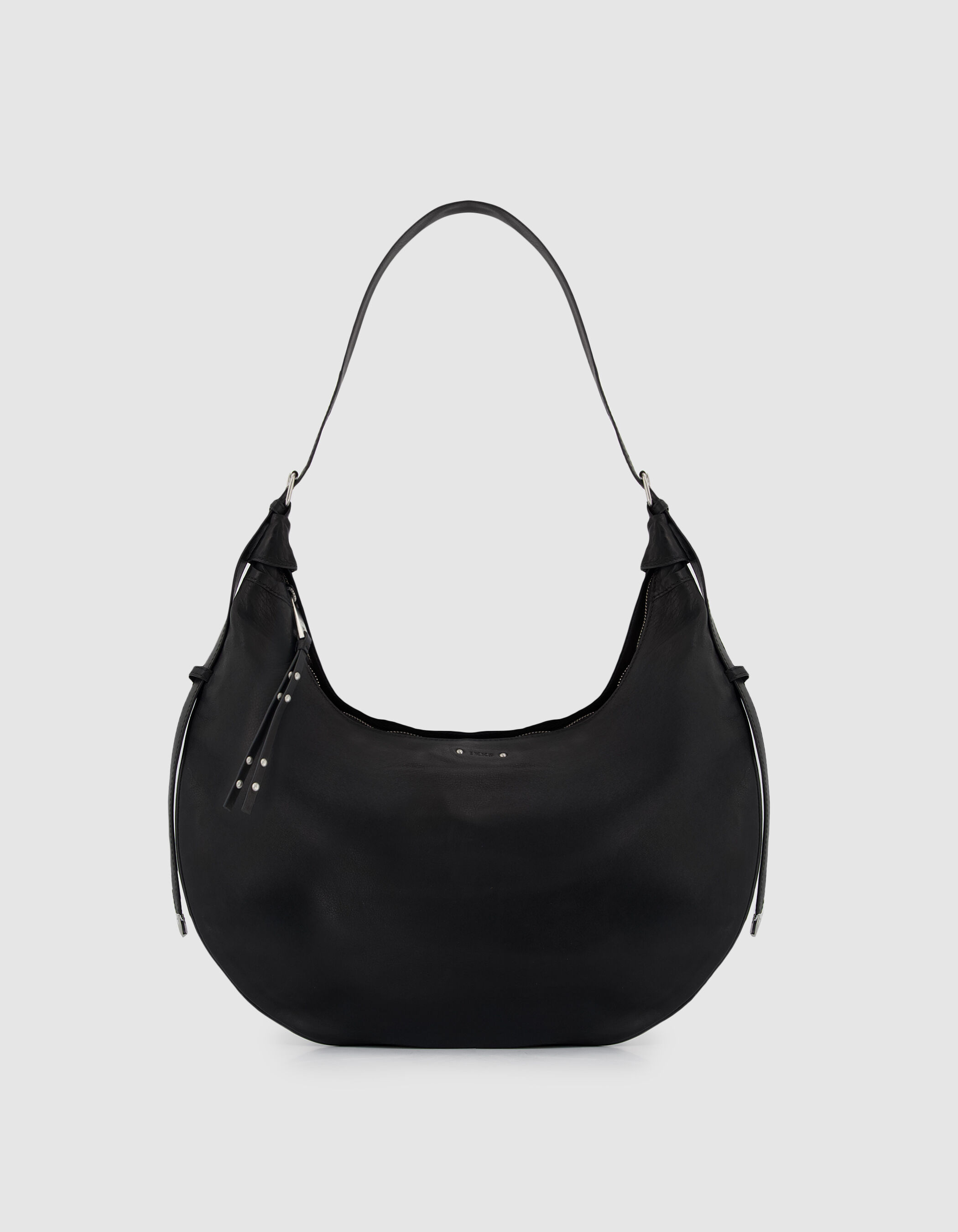 Sac demi-lune noir cuir grainé Allane Femme