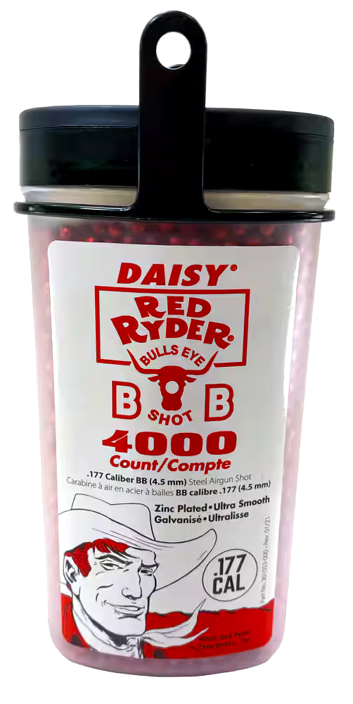 Daisy Red Ryder Bullseye BBs, 4000-pk, Airsoft, Zinc-Plated, Red