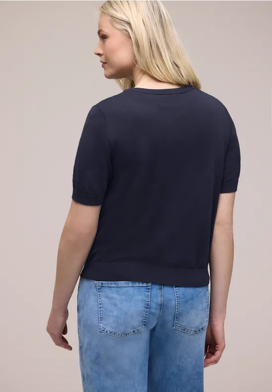 Kurzarm Cardigan mit Rundhals