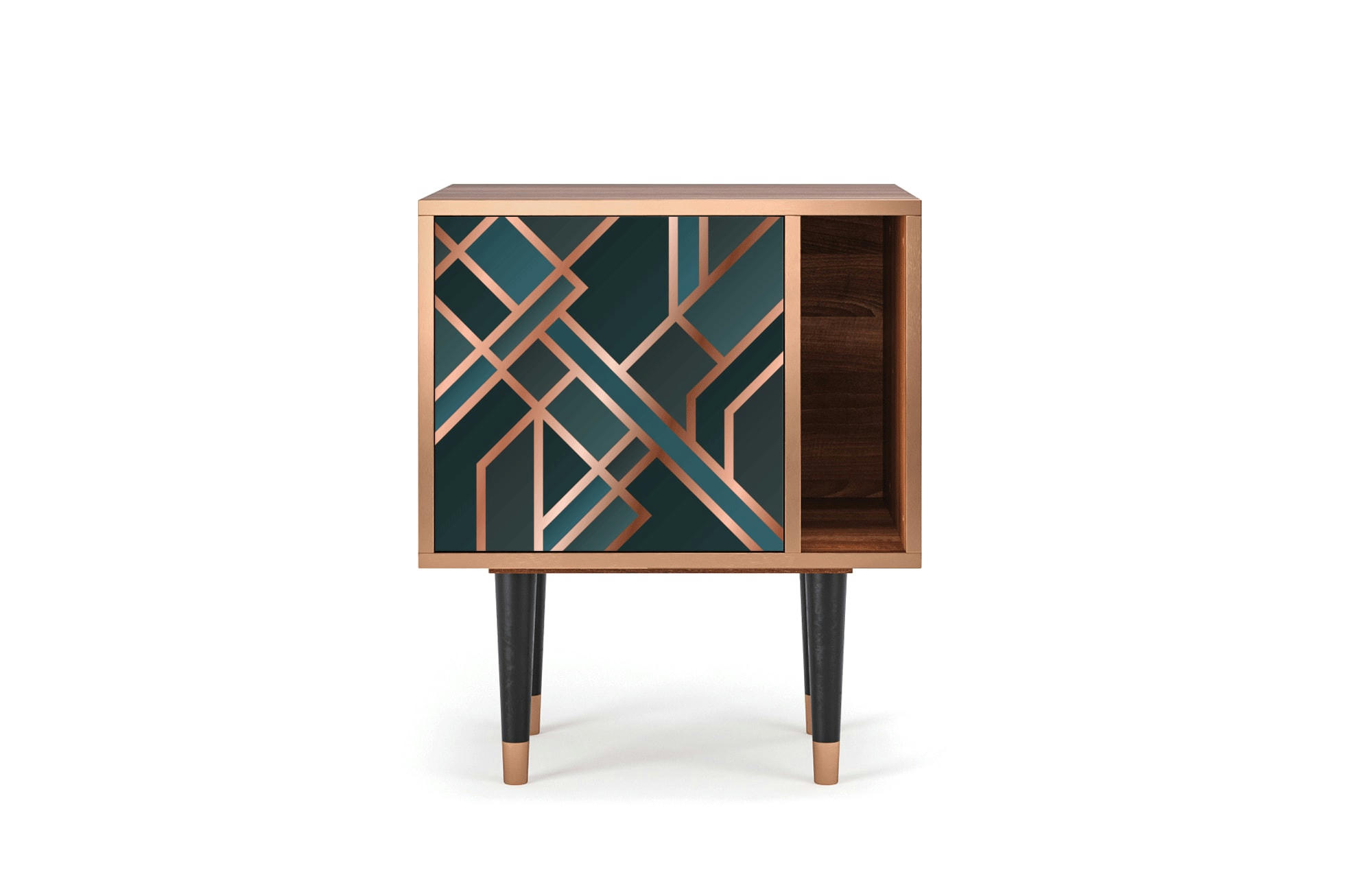 BRONZE CROSSROAD - Table de chevet bleu-vert 1 porte L 58 cm