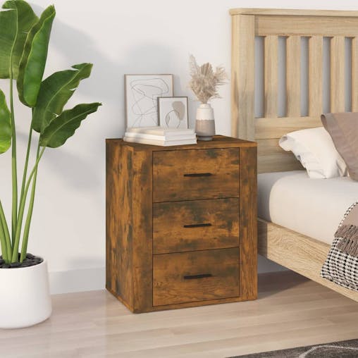 NNEVL Bedside Cabinet Smoked Oak 50x36x60 cm Engineered Wood
