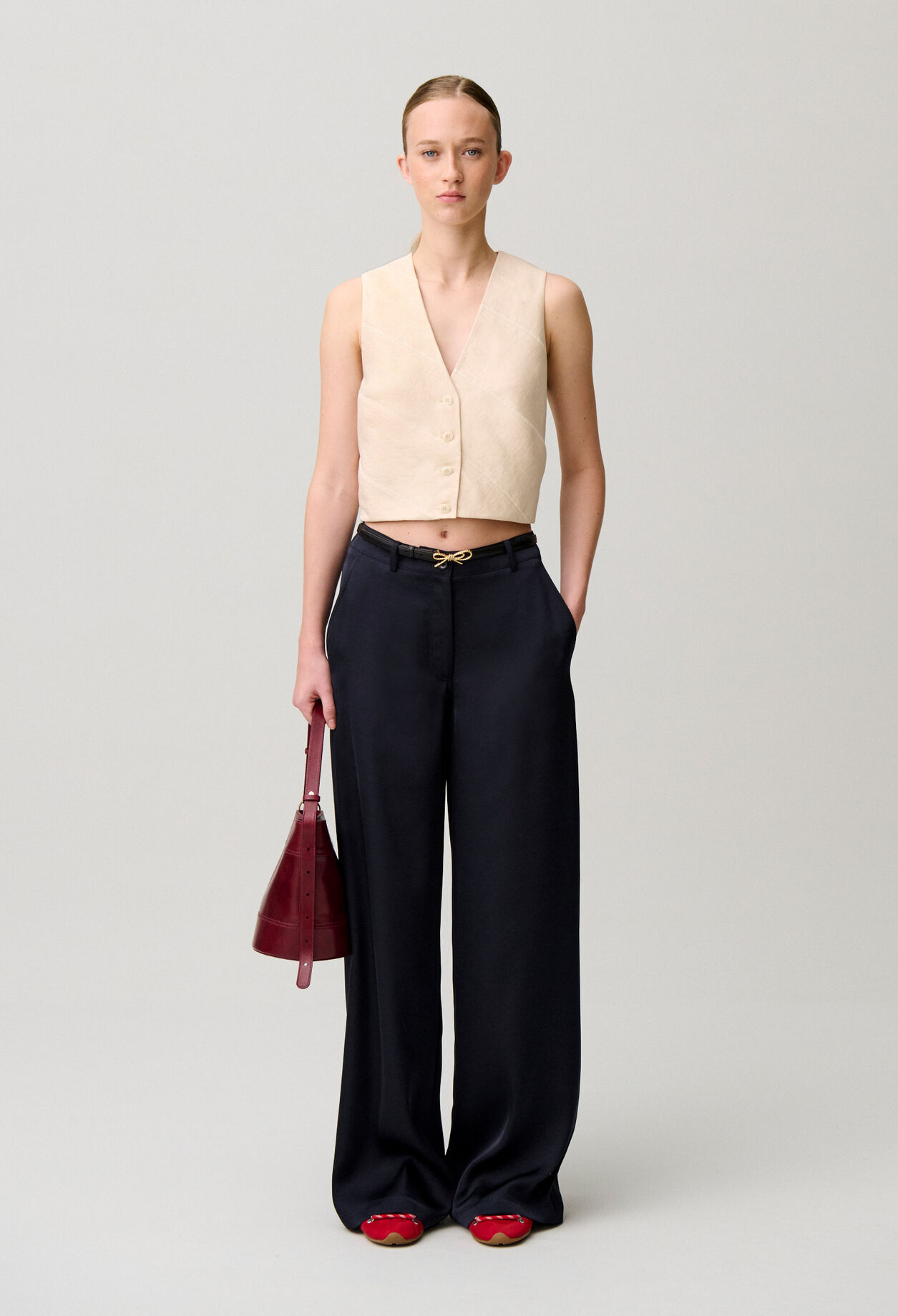 Pantalon satin droit
