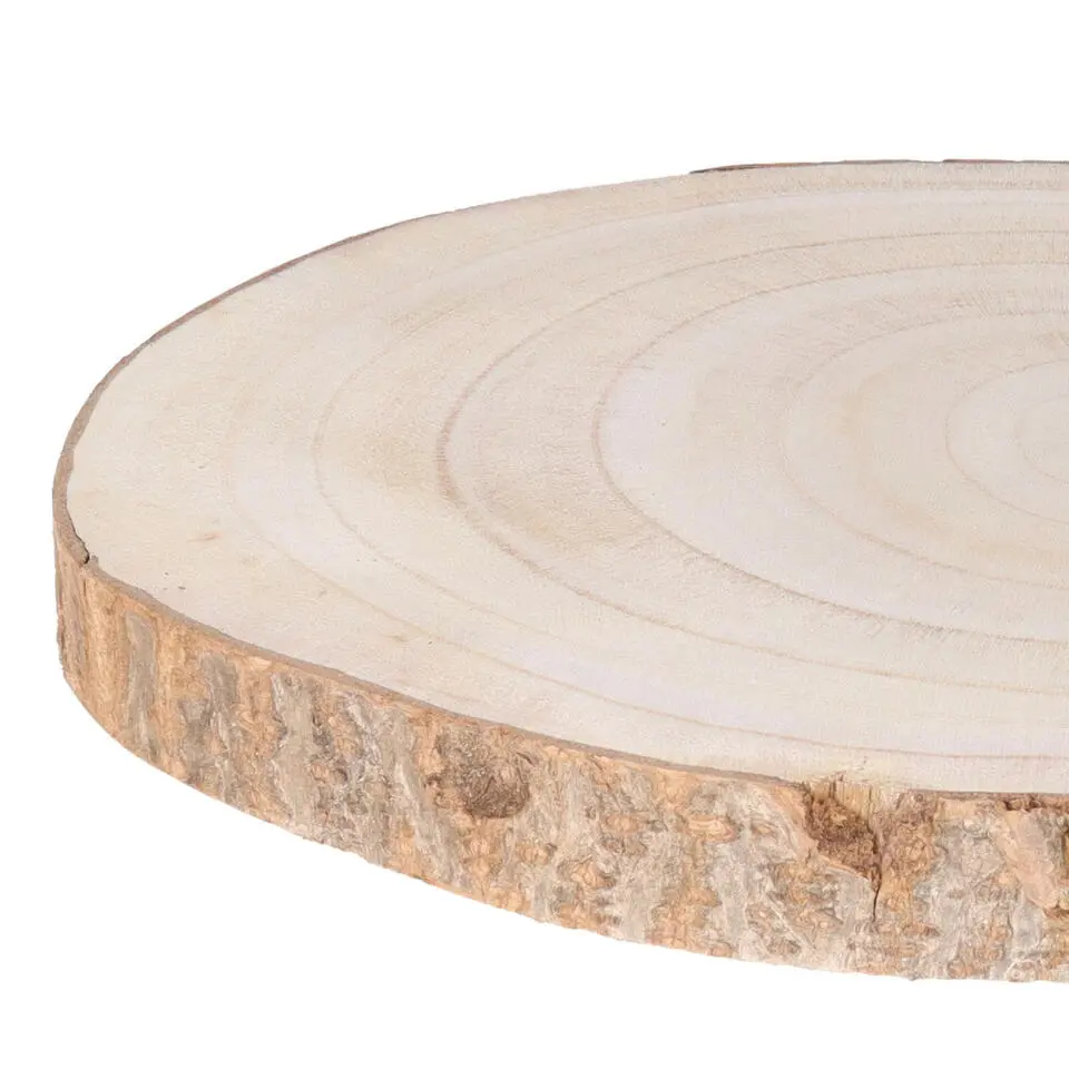 HBX Kaarsenbord/decoratie dienblad - boomschijf - D45 x H3 cm