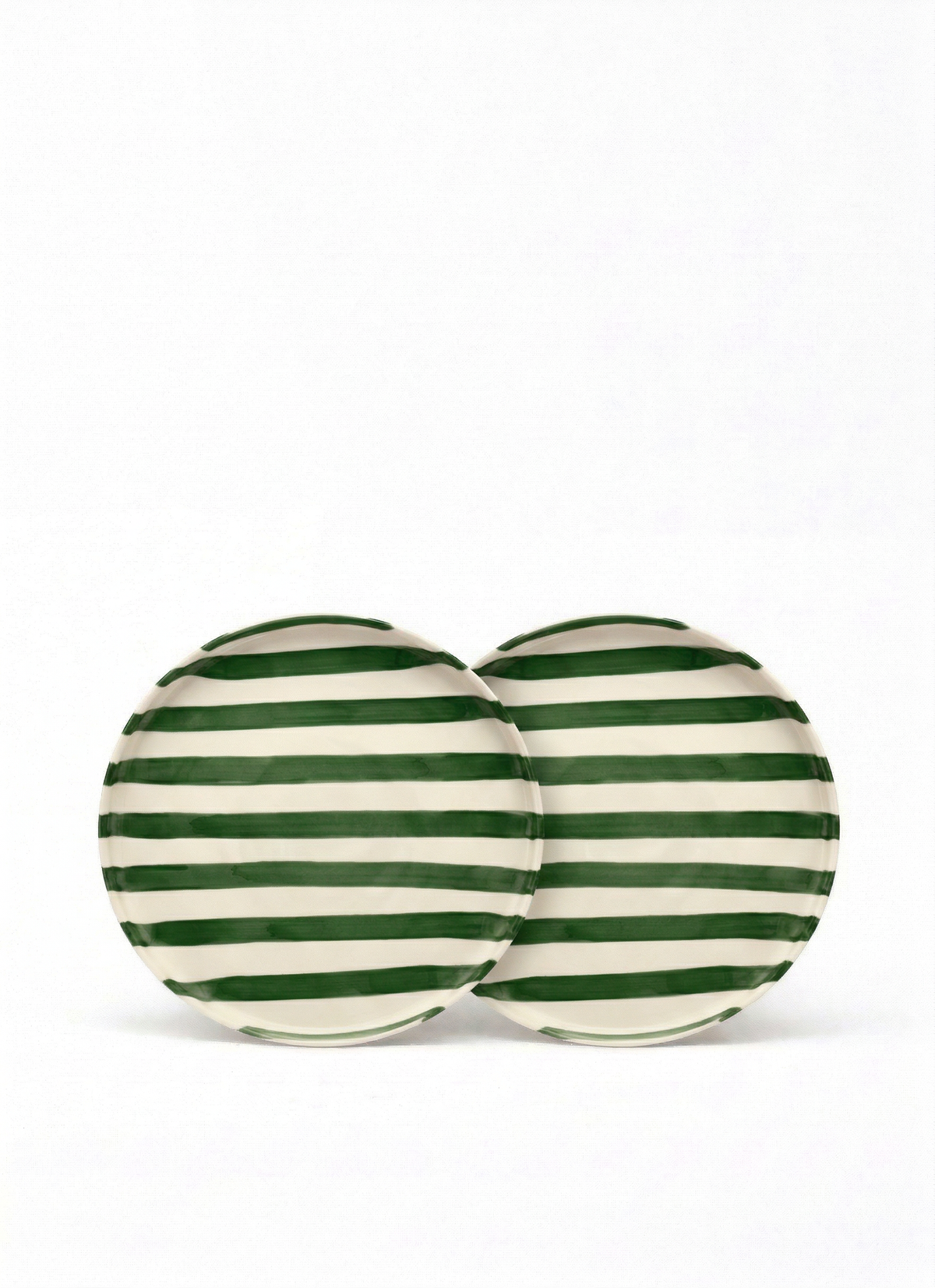 vtwonen - Lunchbord - Strepen - Groen - Set van 2 - Keramiek - 20cm