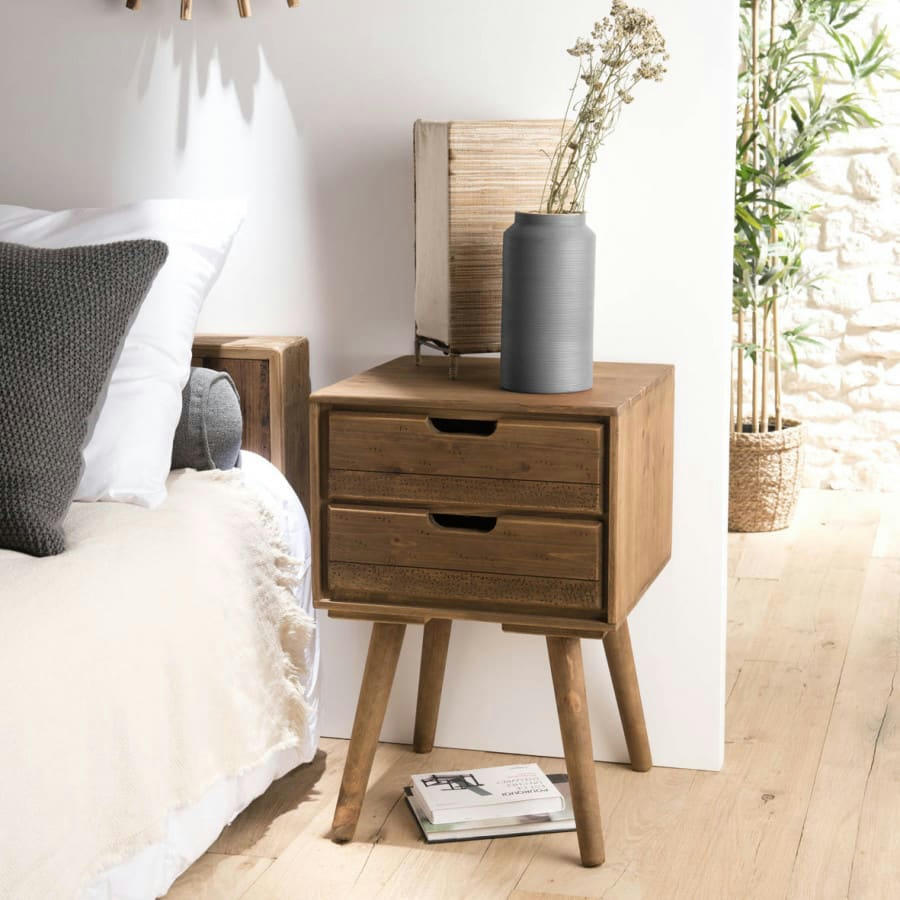 ANDREW - Chevet 2 tiroirs en sapin