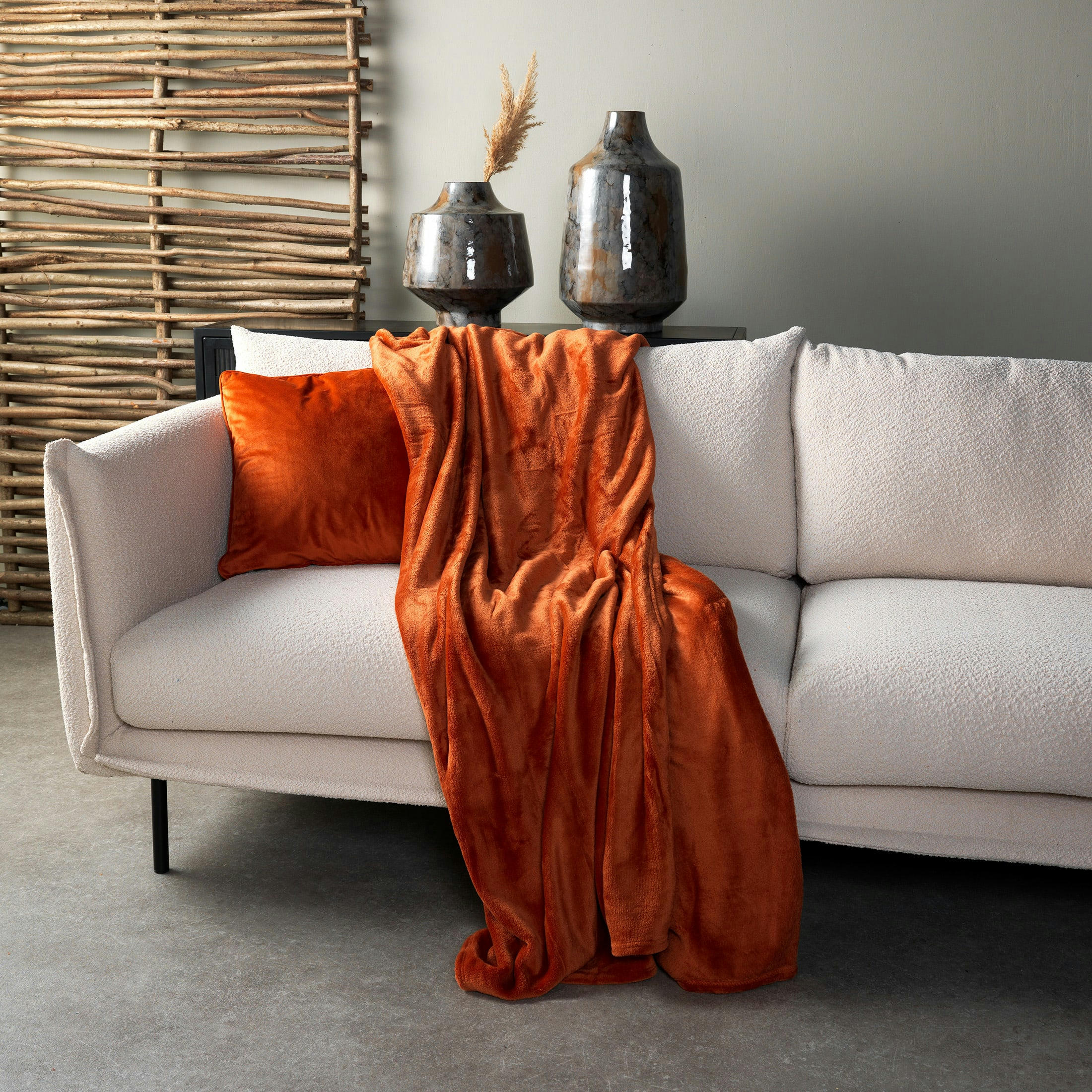 Charlie - Plaid orange fleece 200x220 cm uni