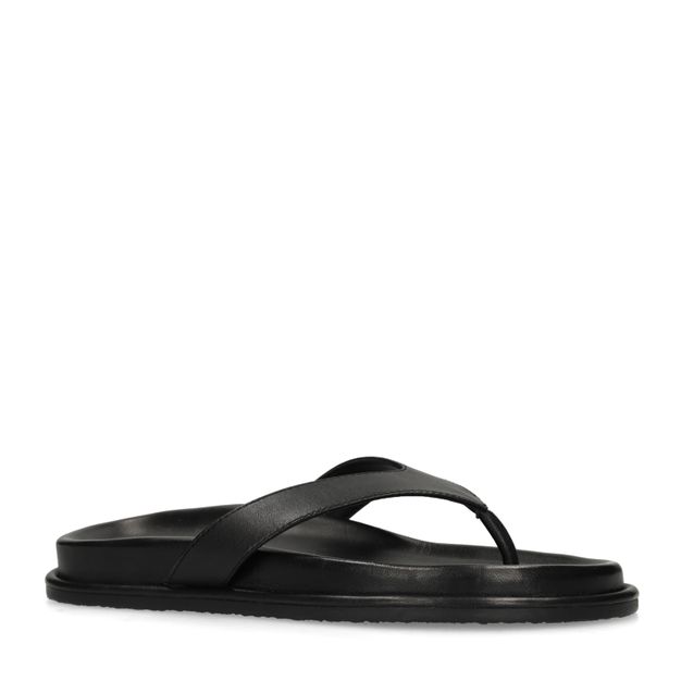 Zwarte leren slippers