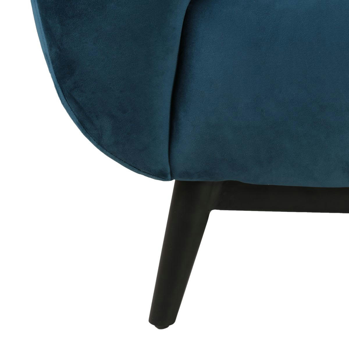 AMARO - Canapé velours 3 places bleu capitonné