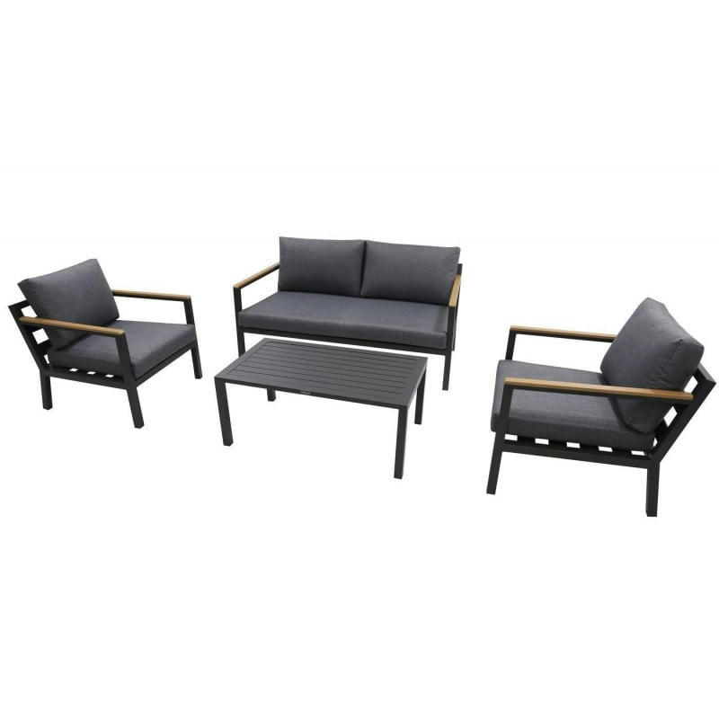SILVIA - Salon de jardin extérieur 4 places gris foncé