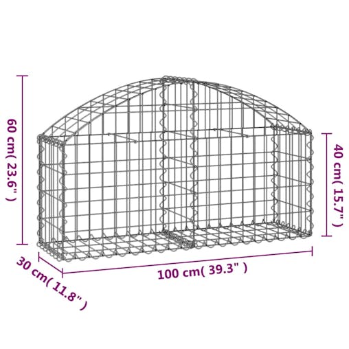 NNEVL Arched Gabion Basket 100x30x40/60 cm Galvanised Iron