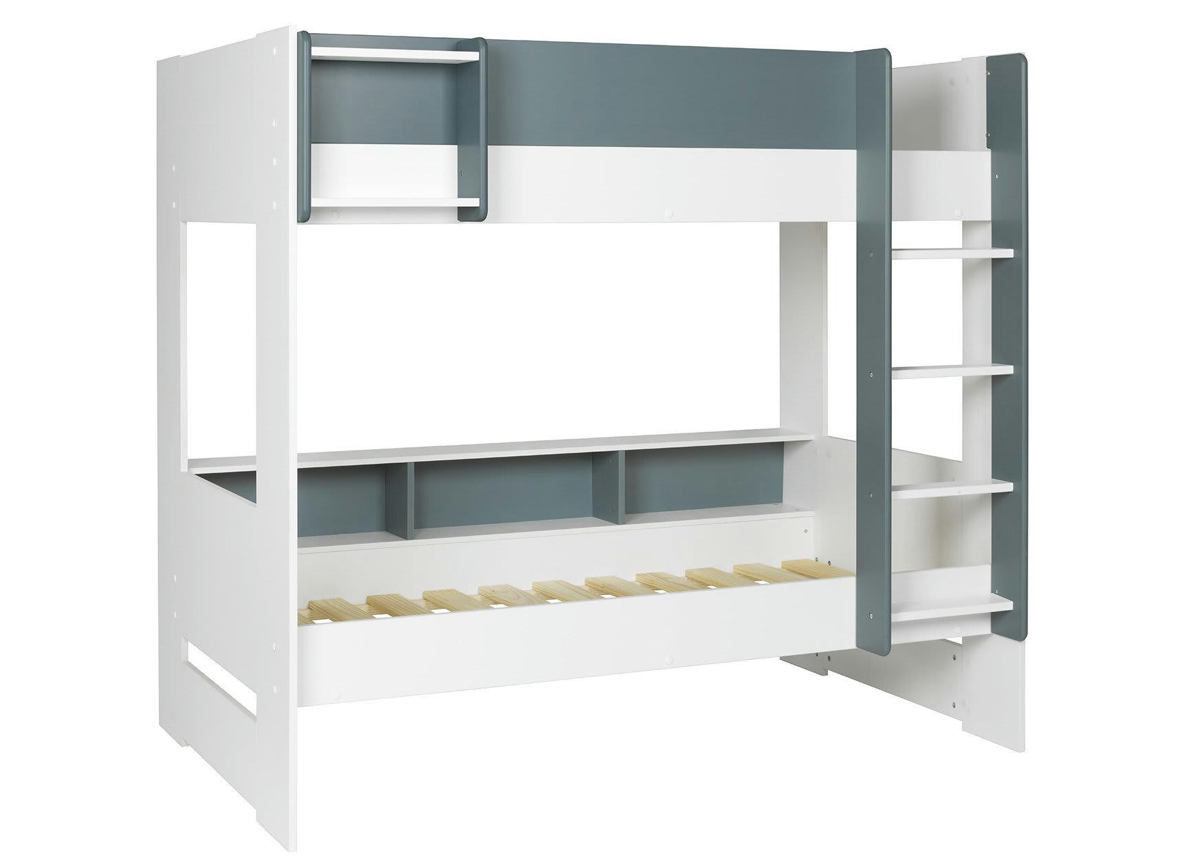 MANLY - Lit superposé avec rangement Blanc Et Vert