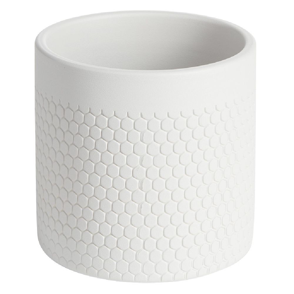 Pot de fleur gris clair motif nid d'abeille 1,29 L Ø13,5x12,3 cm - Capri