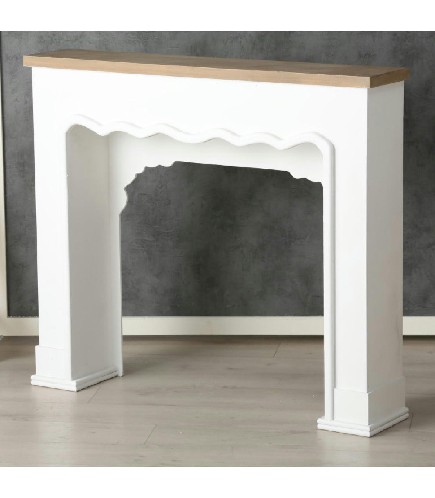 BICOLORE - Cheminée décorative en bois bicolore bois et blanc