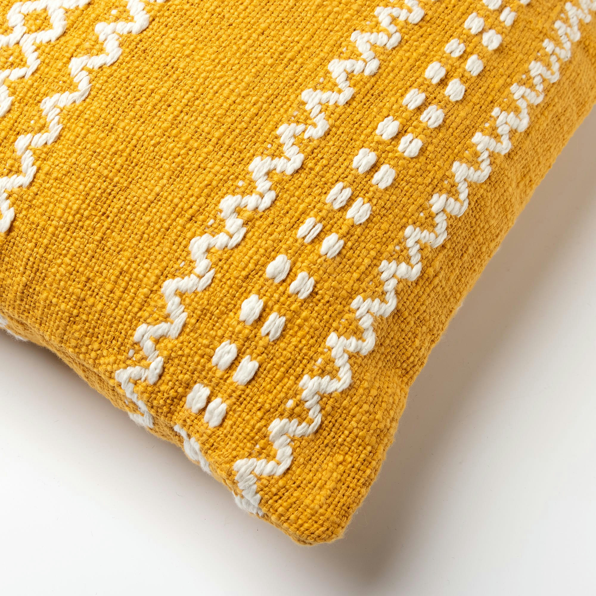 - Coussin - jaune en coton 45x45 cm avec motif rayé