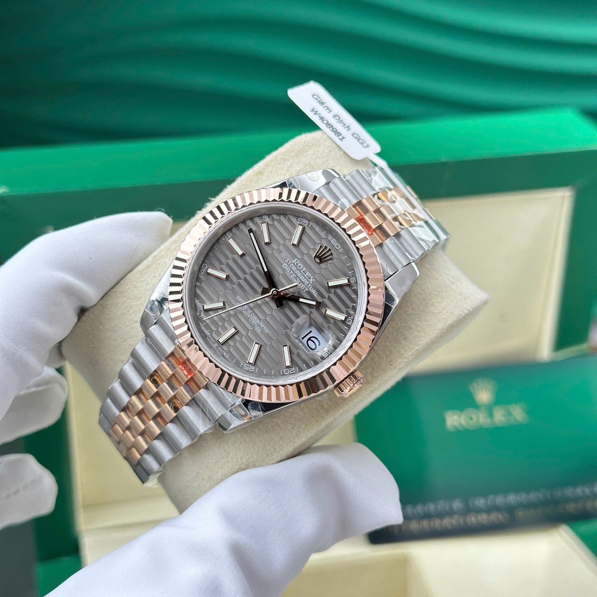 Rolex Datejust 126331 SS/RG Plated Fluted Grey Dial 41mm Jub Super Clone
