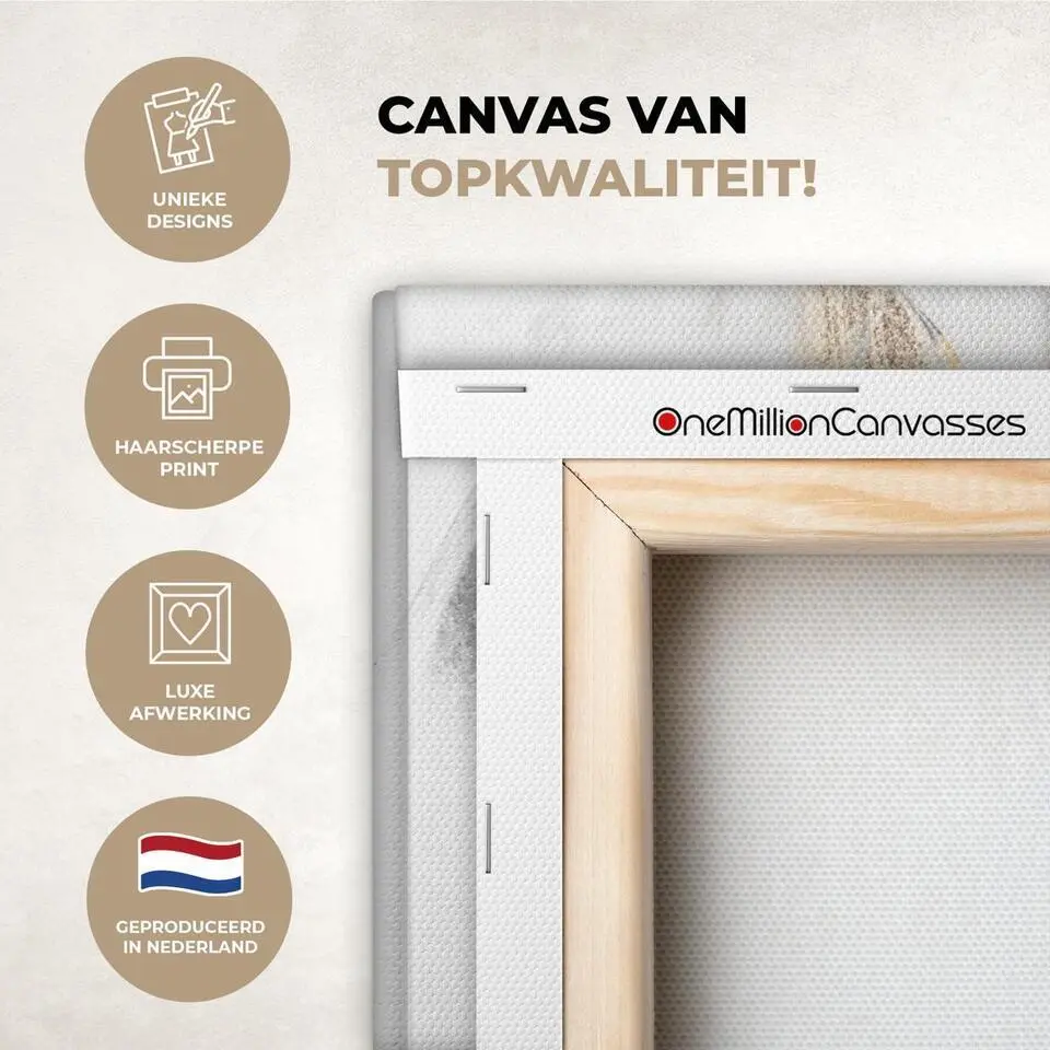 MuchoWow Canvas Schilderij 90x60cm Luxe Abstract Goud Wit