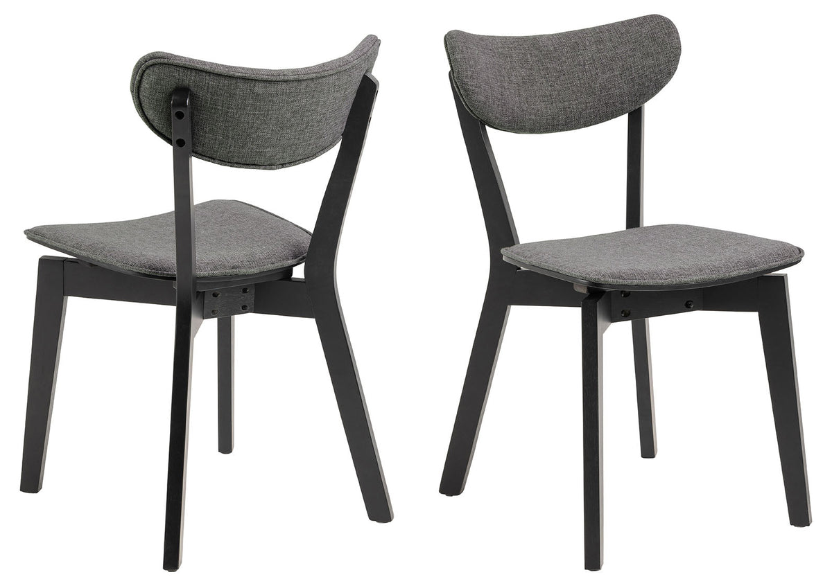 BRAM Eetkamerstoel Hamar - Set van 2 - Grijs met Zwart Frame