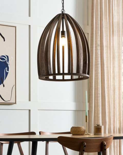 Lampa wisząca sufitowa ręcznie robiona ciemne drewno