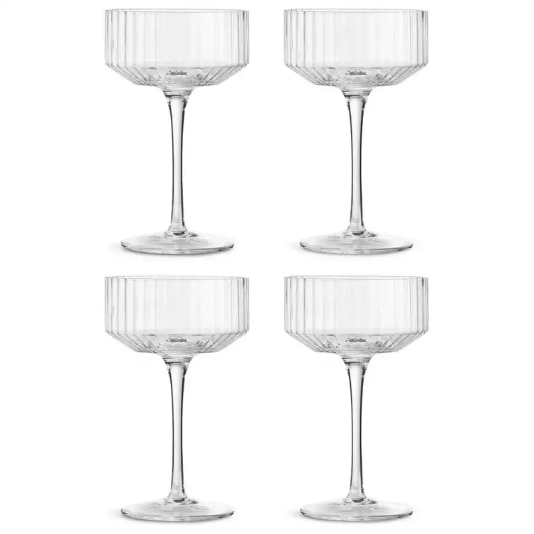 Habitat Wide Ribbed Set of 4 Champagne Coupe