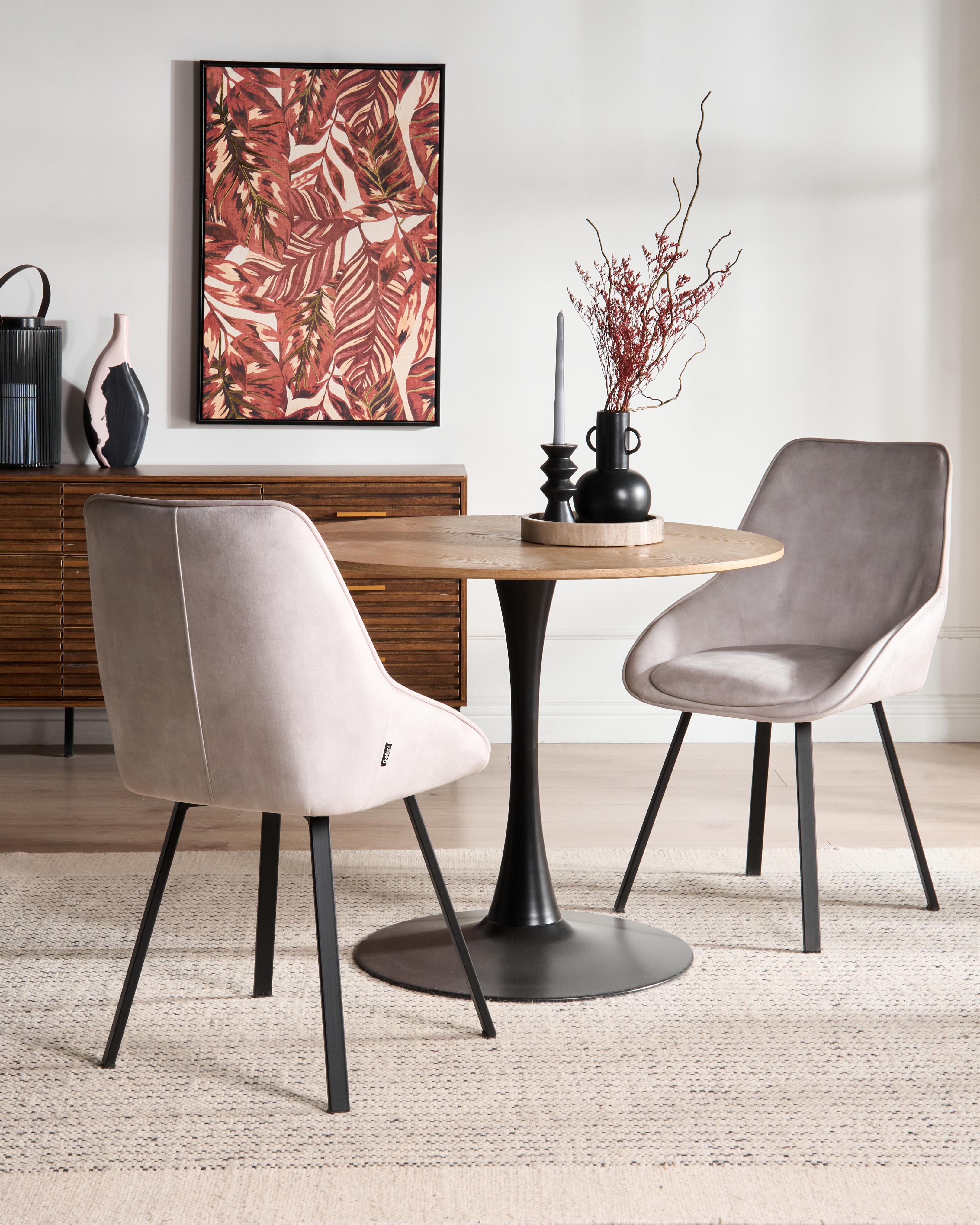Set of 2 Dining Chairs Swivel TERLTON Velvet Light Beige