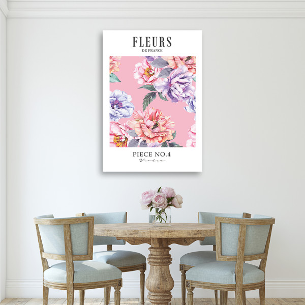 Feeby Obraz na płótnie, Kolorowe kwiaty piwonii Shabby Chic 40x60