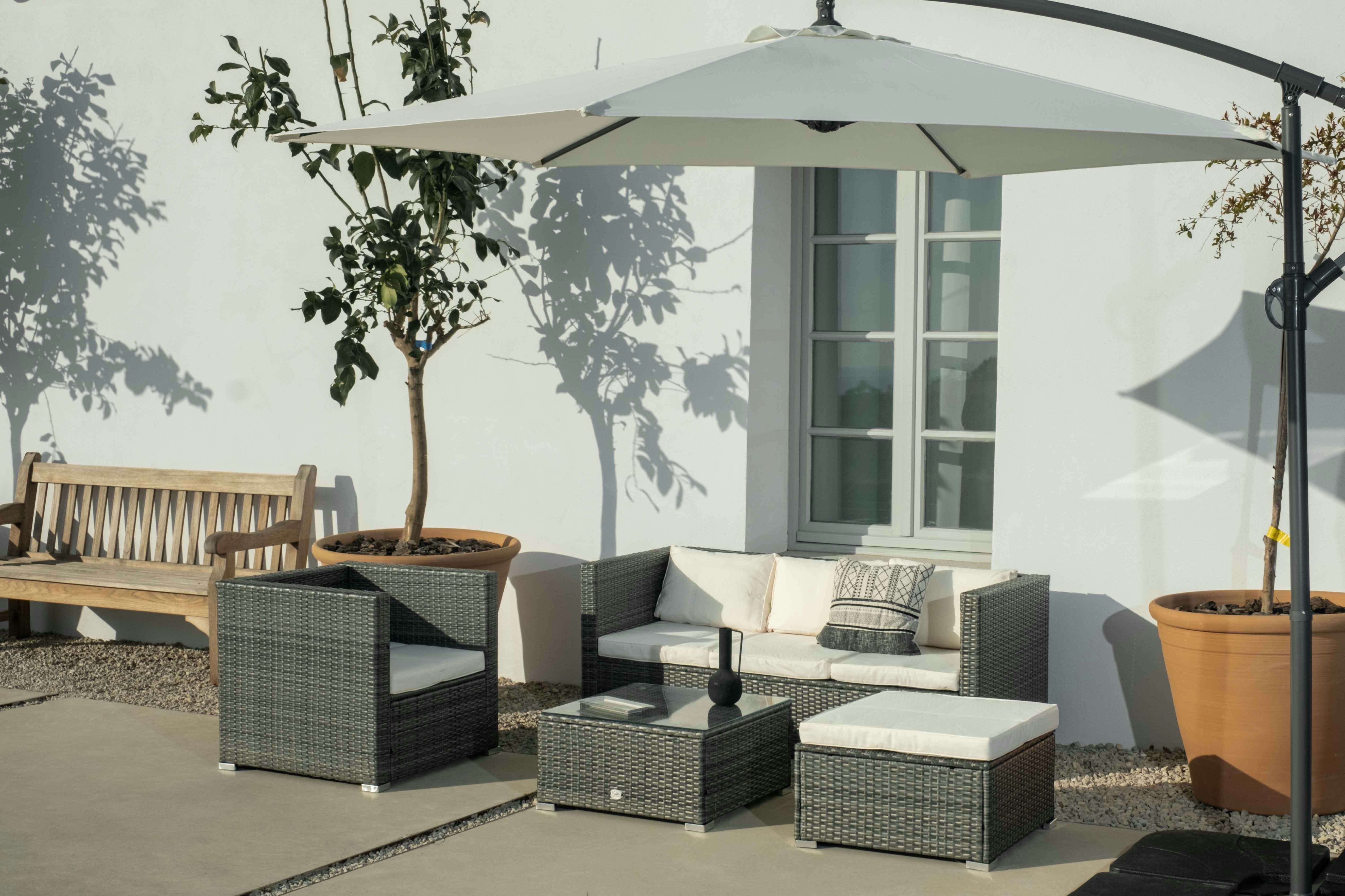 TRAFALGAR - Parasol Aluminium Acier et Polyester Blanc