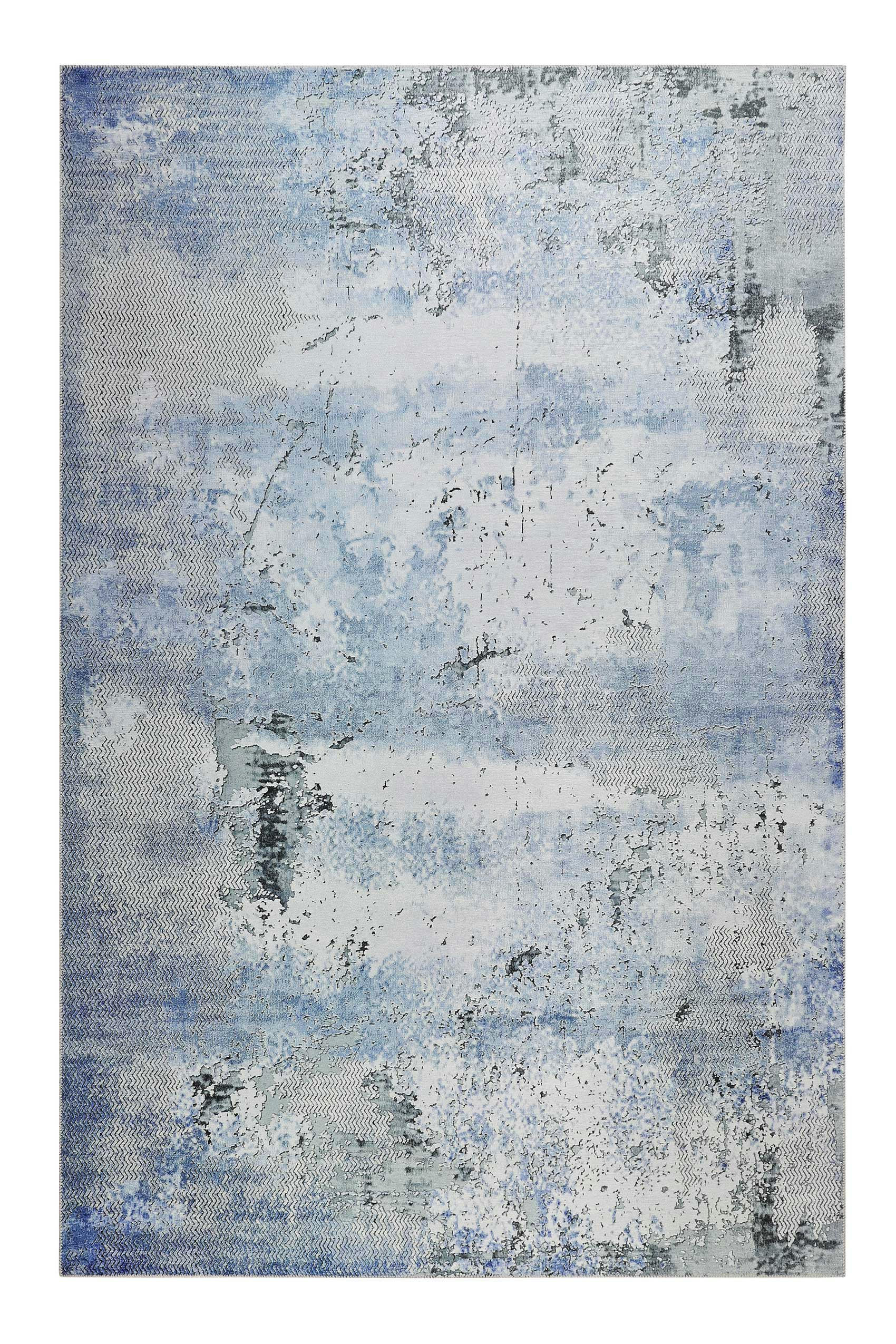 RADIATE - Tapis plat inspiration vintage tons de bleu 190x290