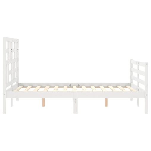 NNEVL Bed Frame with Headboard White 137x187 cm Double Solid Wood