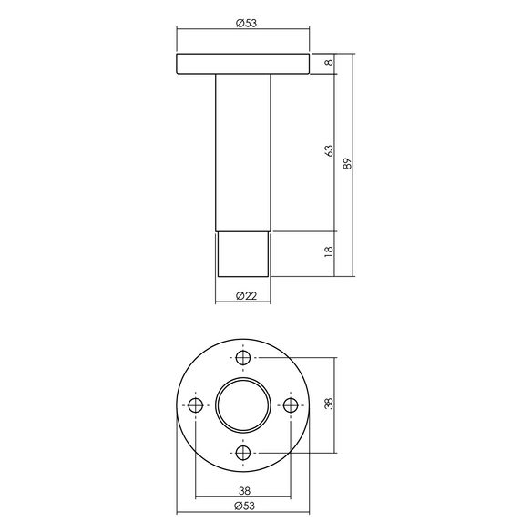 Türstopper, D.53x81 mm Wandmontage