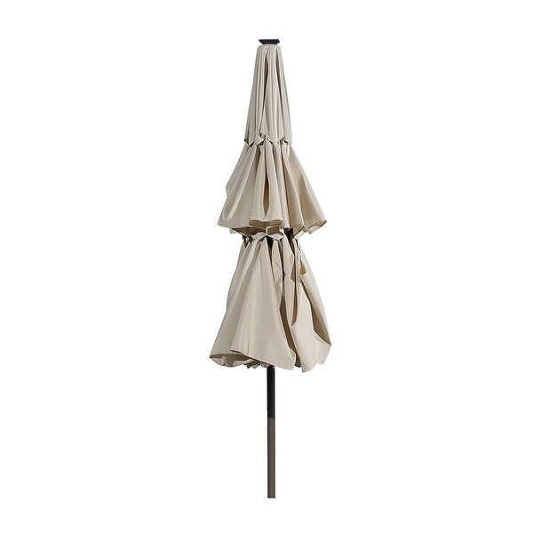 Clihome 11-Ft Outdoor UV protection Market Umbrella With LED Lights