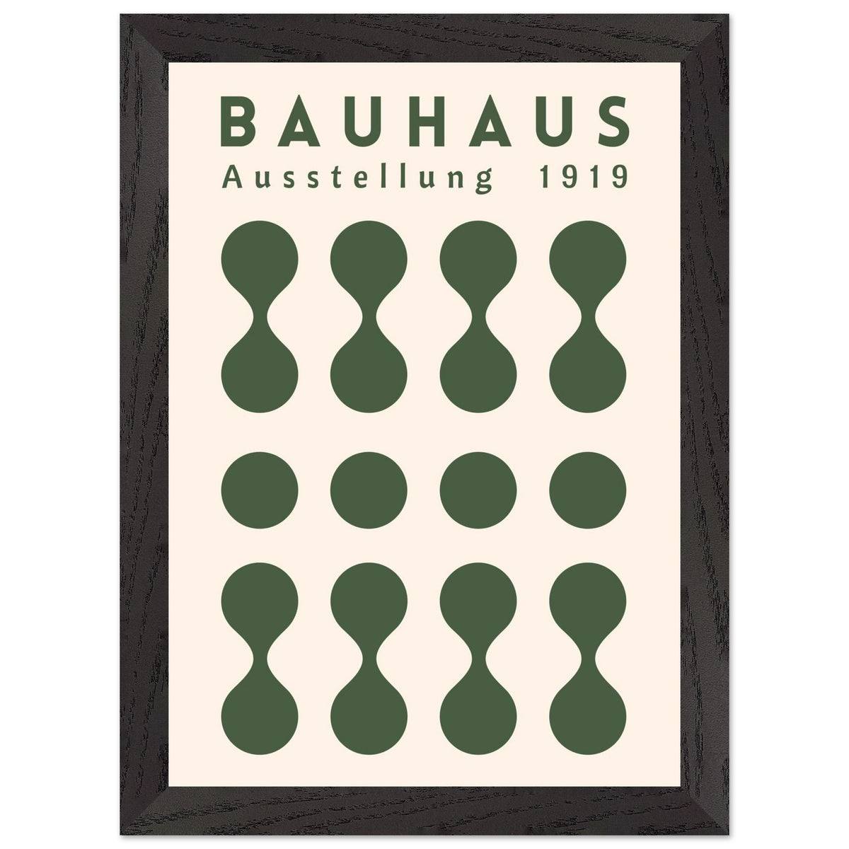 Artfulprints Poster met Lijst Bauhaus - Ausstellung green  - A4 21x29.7 cm - Donkergroen