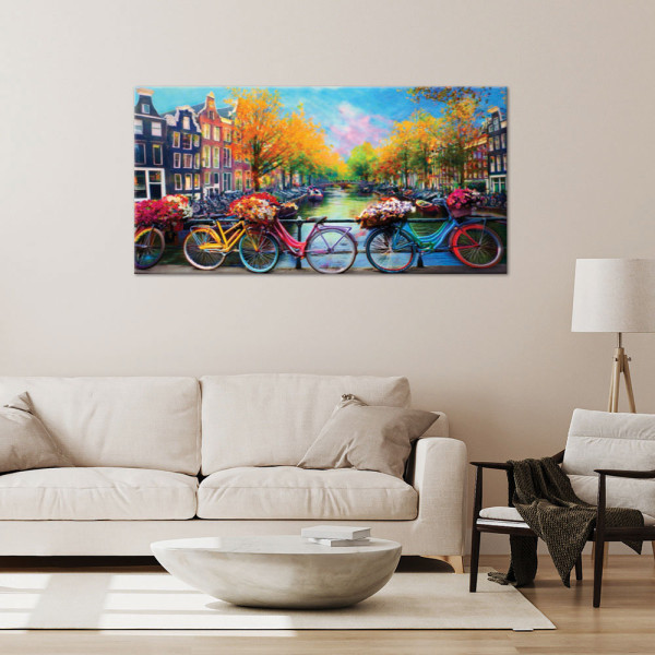 Feeby Obraz na płótnie, Amsterdam Rowery Miasto Krajobraz 120x60