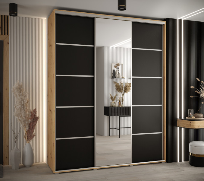 Szafa przesuwna 45 wysoka Davos 5 200 artisan czarny srebrny