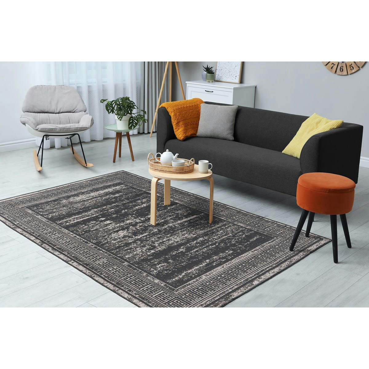 IVO - Tapis de salon en polyester gris 120x170 cm