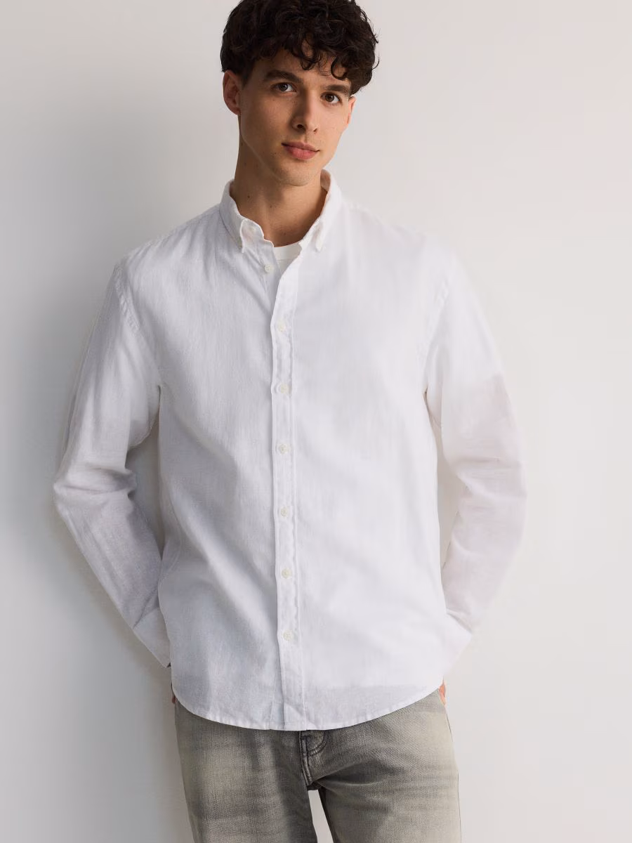 Regular Fit Linen Rich Shirt