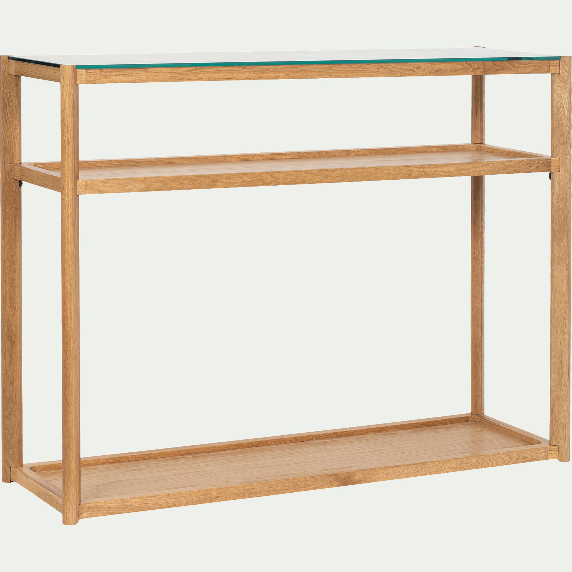 QUADRAT - Console en bois et verre trempé l120cm - bois clair