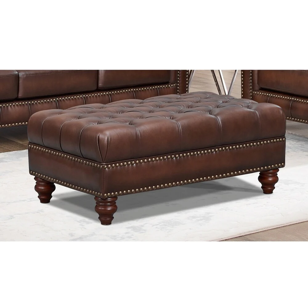 Hydeline Alton Bay Top Grain Leather Ottoman