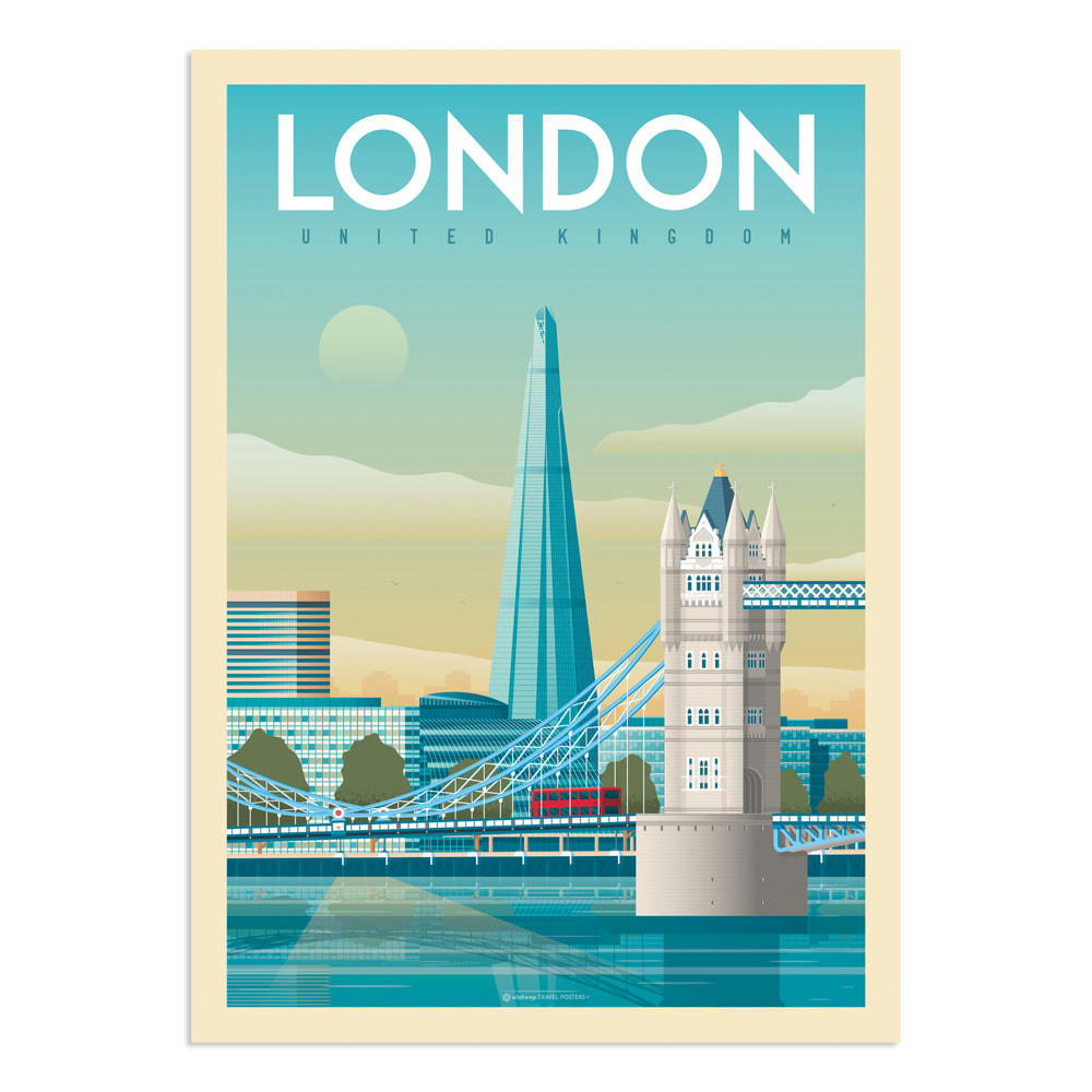 - Affiche Londres Tower Bridge  50x70 cm