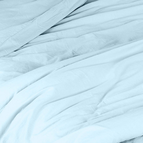Housse de couette unie en coton Lavé (140x200 cm - Turquoise)