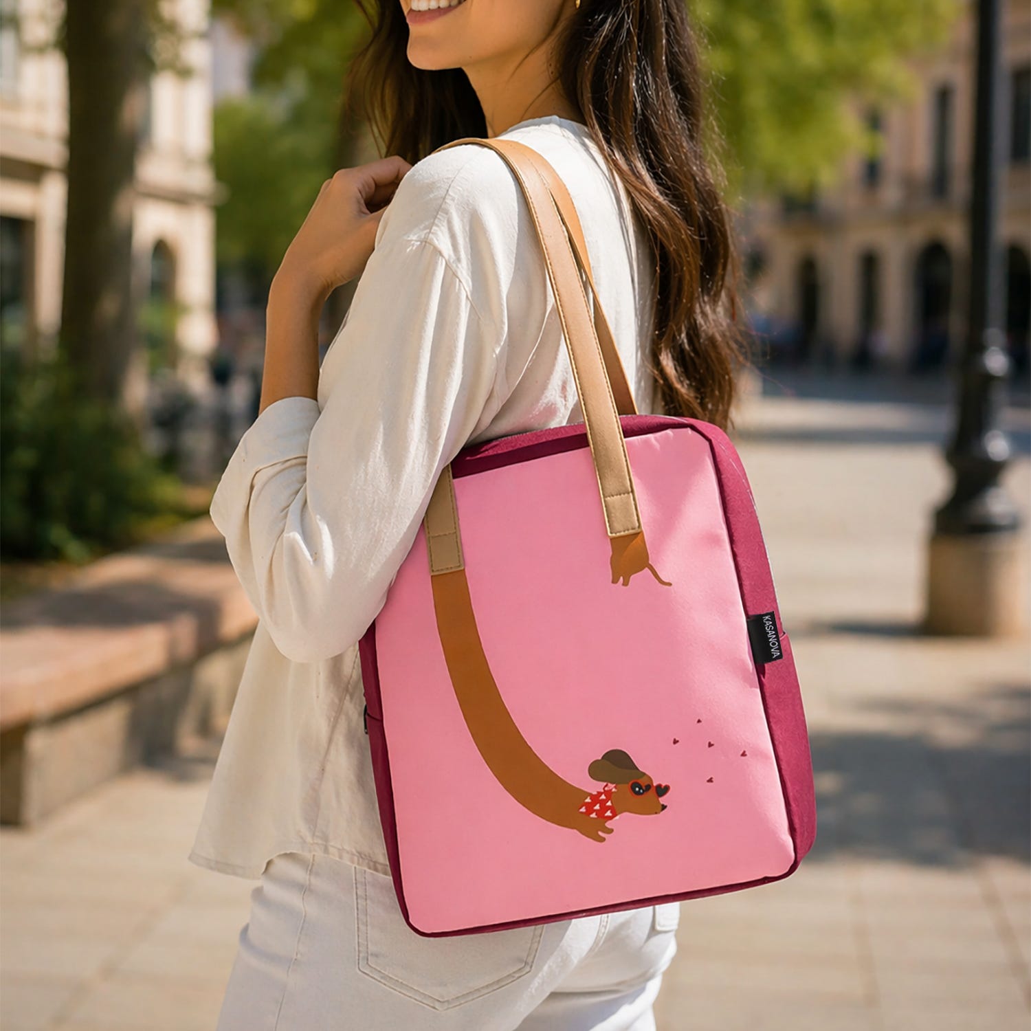 Borsa termica impermeabile bassotto 8,5 L rosa con manici