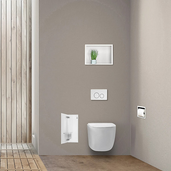 Balneo Armoire encastrée pour brosse WC gauche verre blanc 53,2cm