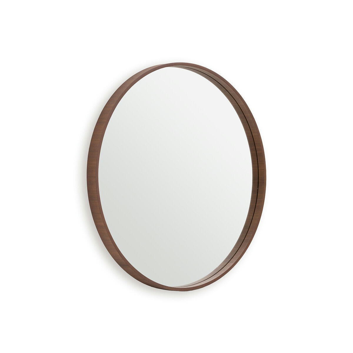 Miroir rond plaqué noyer Ø80 cm, Alaria