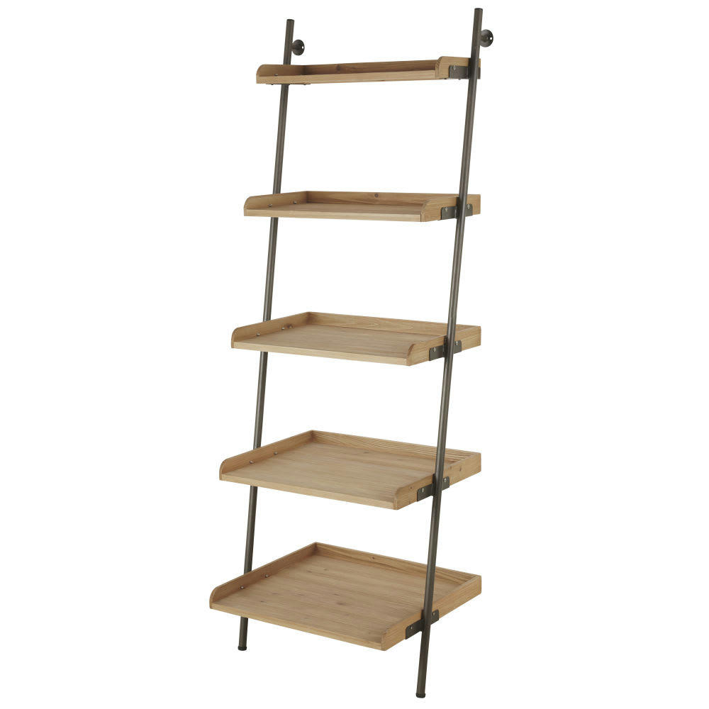 Scalada - Etagère murale en sapin massif et métal noir