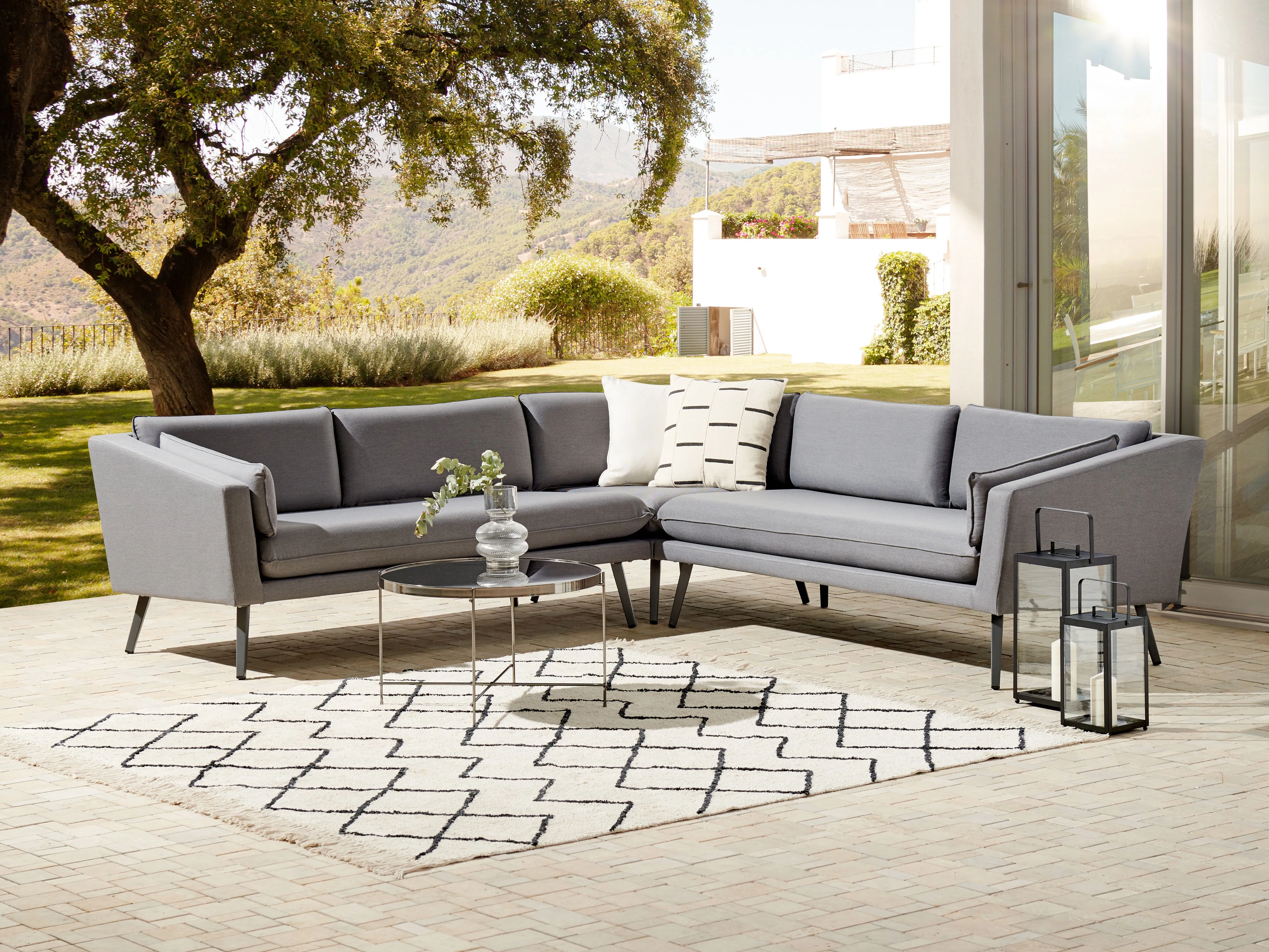 Garden Corner Sofa 5 Seater LORETELLO Grey