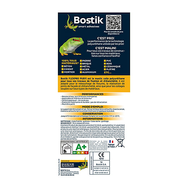 Mastic colle Bostik Flexpro PU 811 gris 300ml