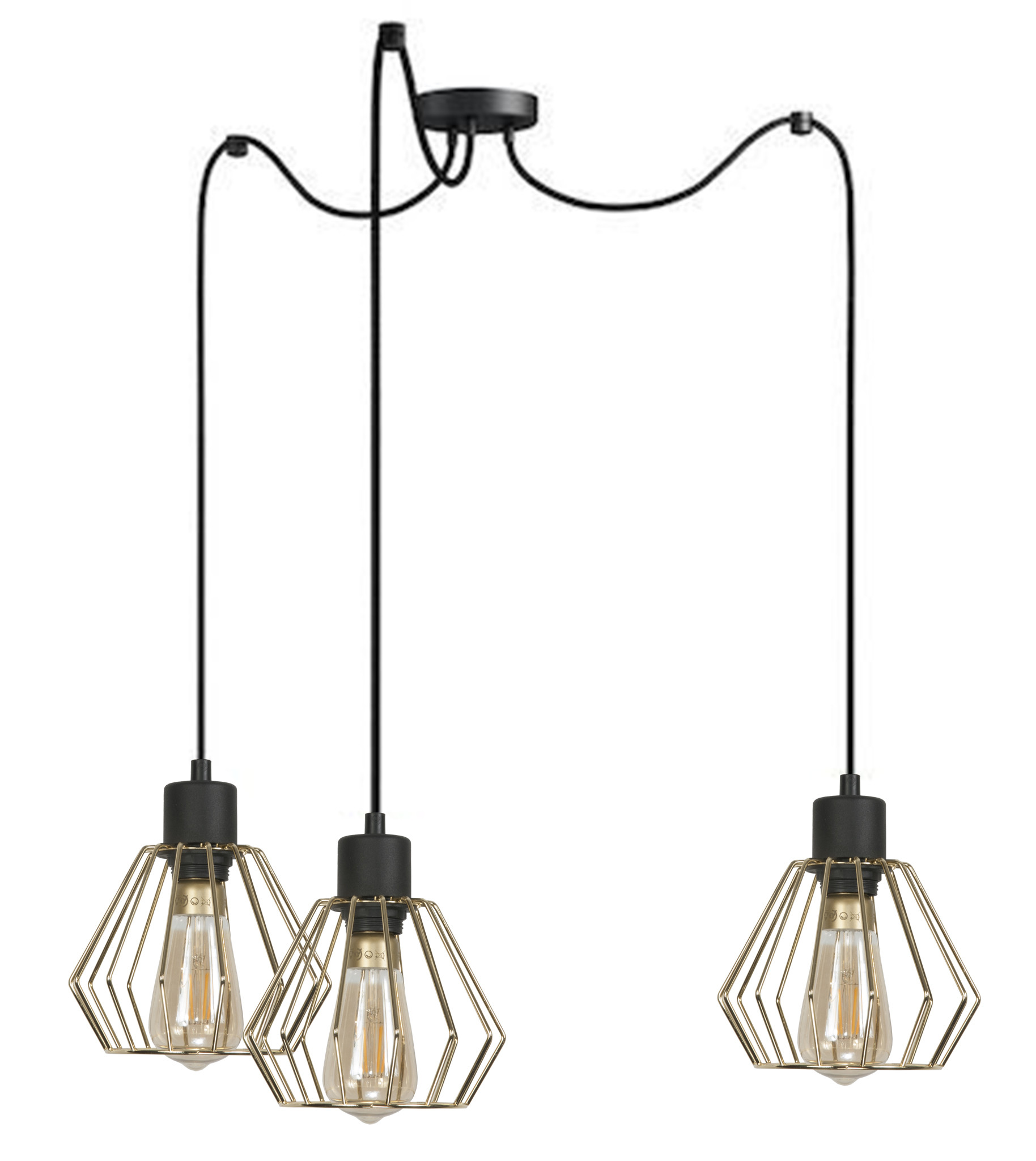 Lampa wisząca pająk zwis EDYLIT druciane klosze loft 3xE27 Maris 13-327