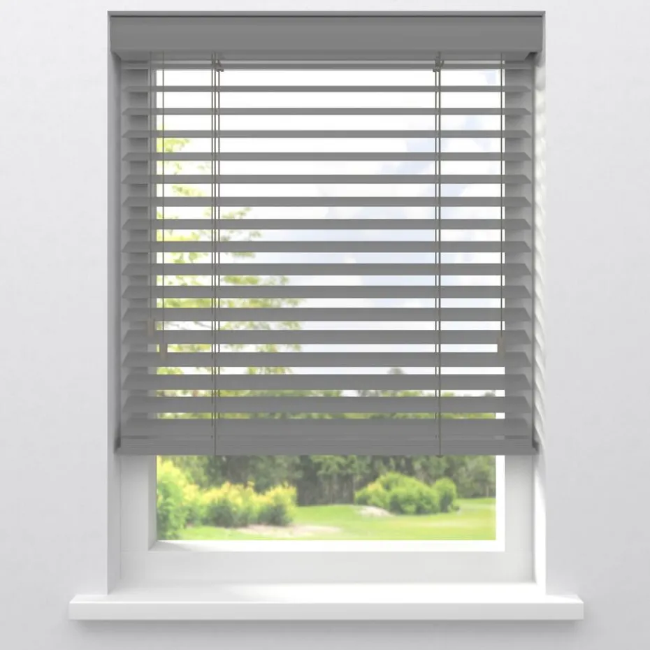 Kwantum Houten Jaloezieën | Jaloezieën | Fenstr Houten Jaloezie Hein  50mm Grijs