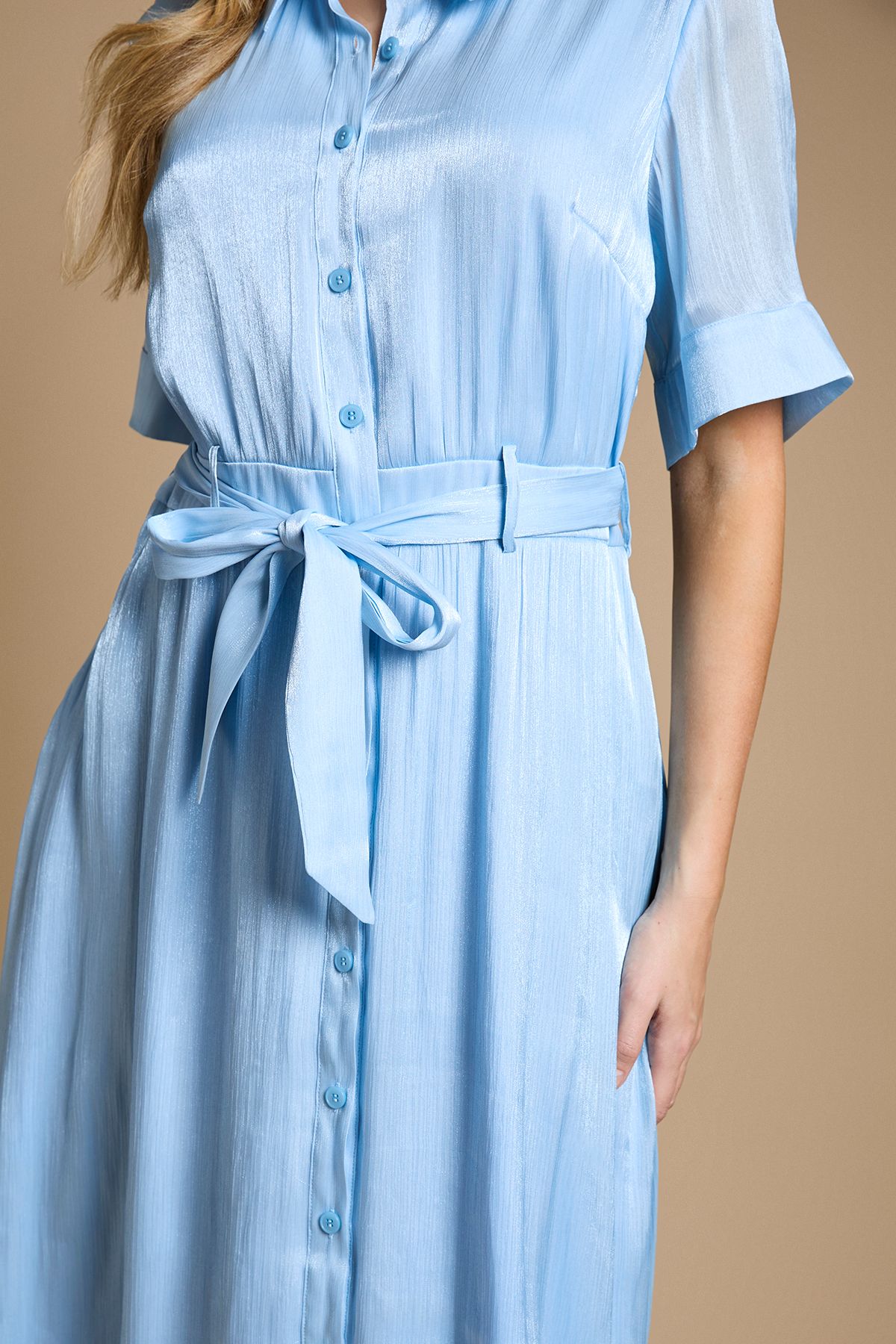 Dorothy Perkins Shimmer Belted Shirt Midi Dress