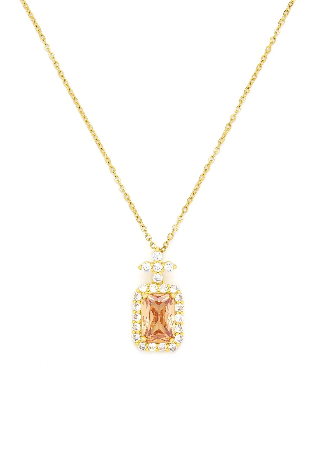 Pink Crystal & Charm Pendant Necklace