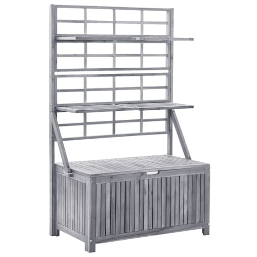 NNEVL Storage Box with Trellis Grey 99x55x160 cm Solid Acacia Wood